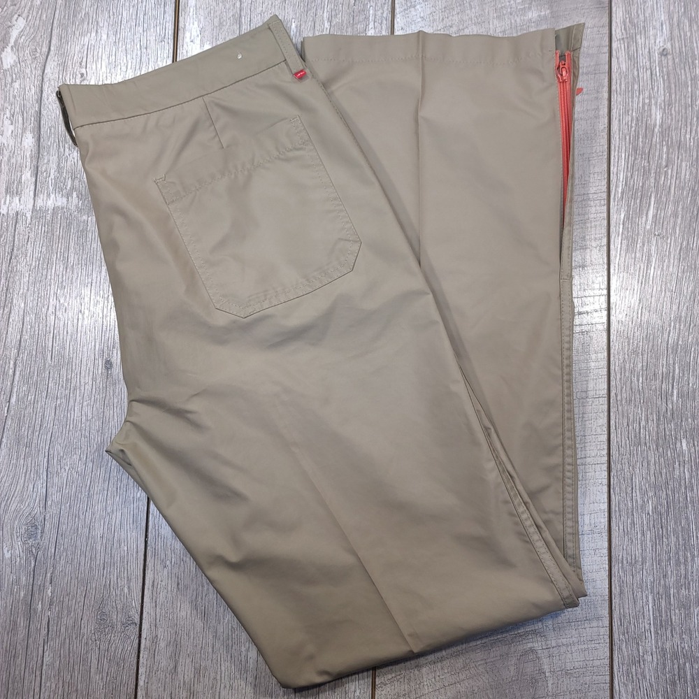 J.Lindeberg Golf Pants Mens 34x34 Tan Khaki Ankle Zip Straight Leg Trousers